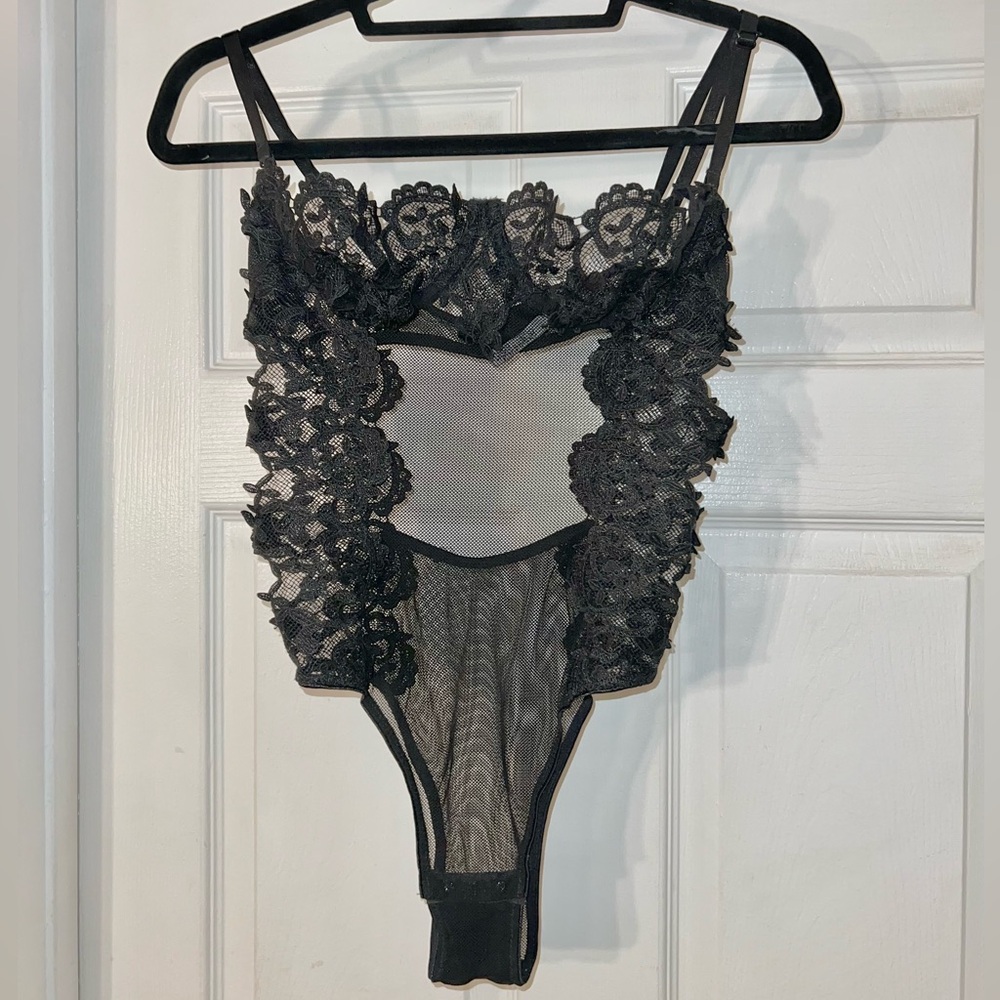 Oh La La Cherie Paris Black Lace Lingerie Teddy Bodysuit